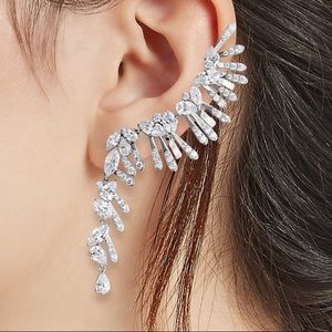 🍒HP🍒 Adriana Orsini Silvertone and Cubic Zirconia Climber Linear Earrings.